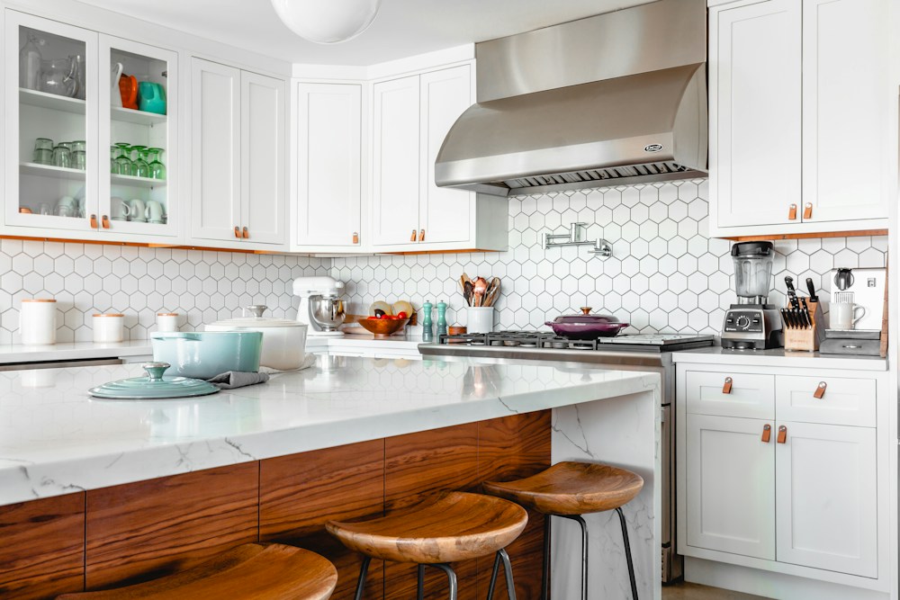 Bright white kitchen with clean counters